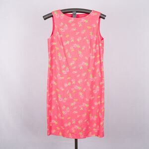 Vintage Talbots Linen Blend Tropical Pineapple Dress + Matching Cardigan Size 10